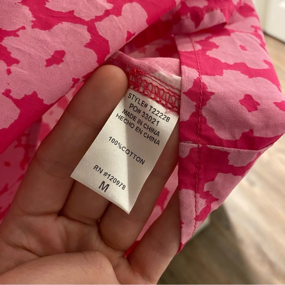 entro Pink Floral Ruffle Sleeve Blouse with Lime Trim - Picture 4 of 4